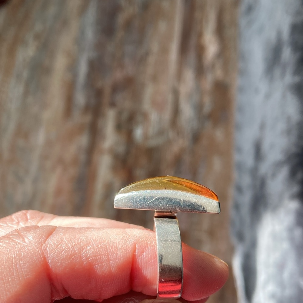 Amber And Silver Adjustable Ring - image 8